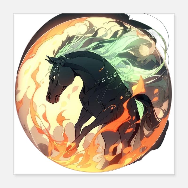 The Celestial Black Stallion Poster 16" x 16" (40x40 cm)