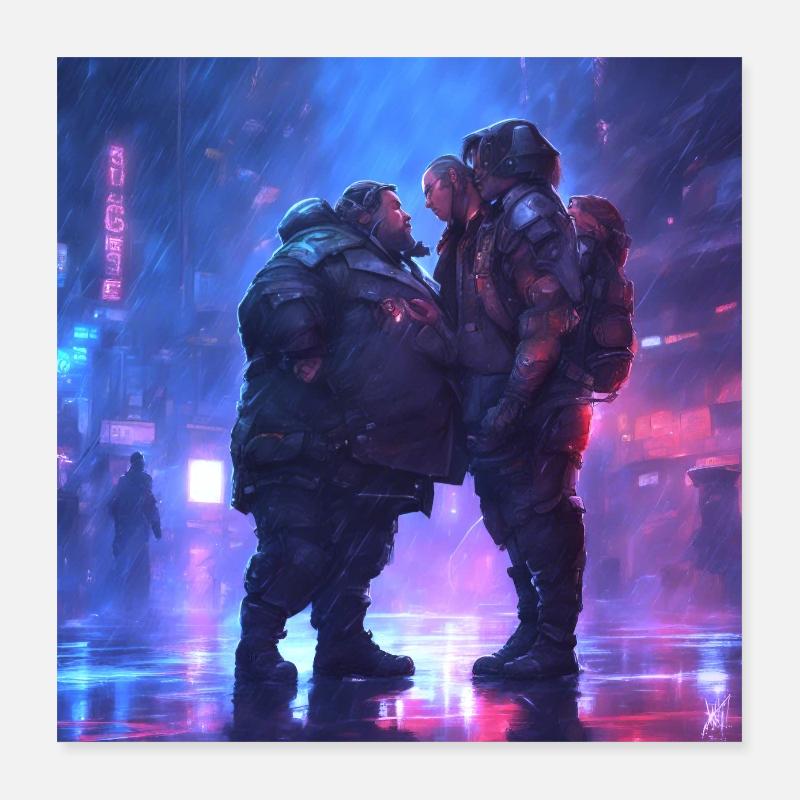 SciFi Paar - Poster 40x40 cm - Weiß
