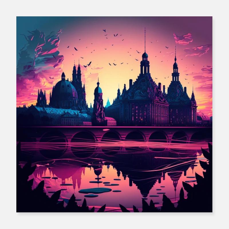 Skyline Dresden Poster 40x40 cm