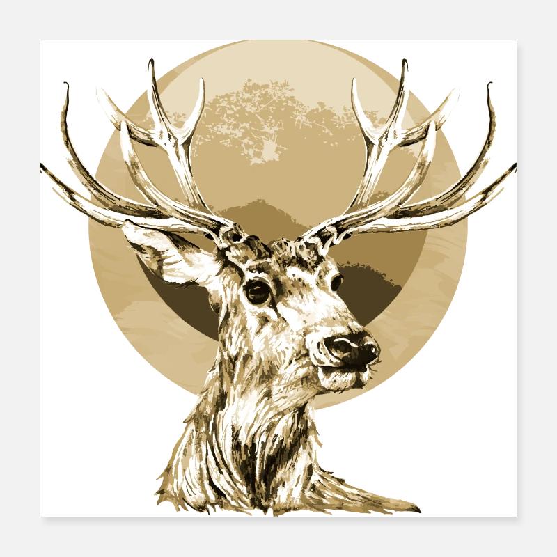 Cerf Poster 40 x 40 cm
