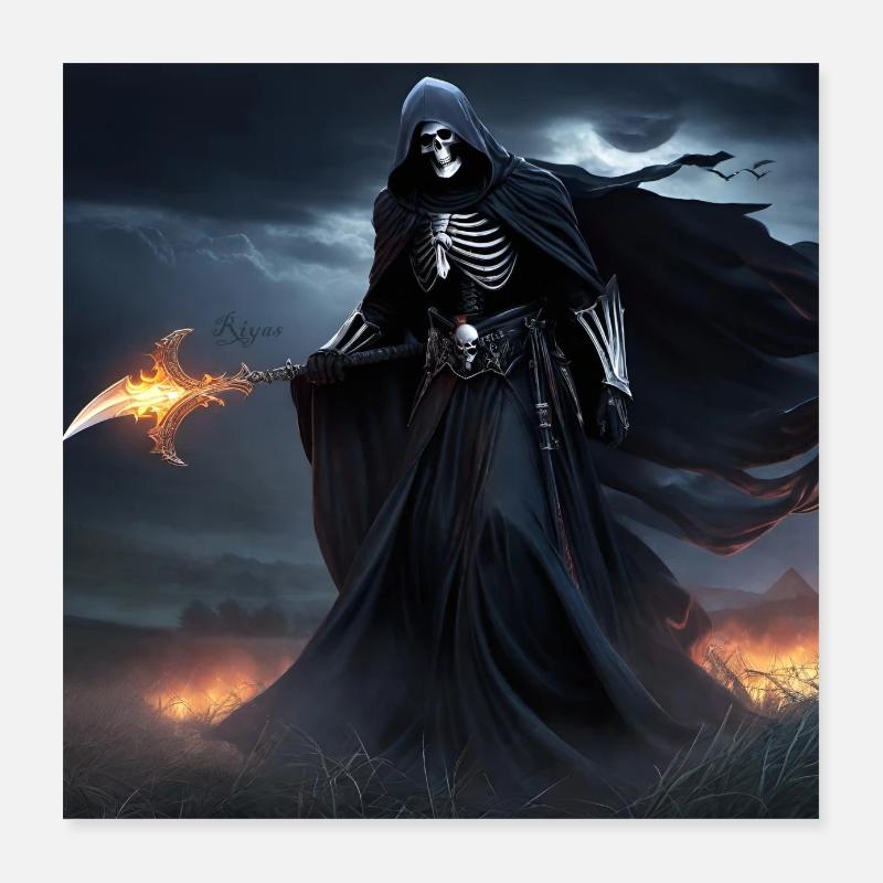 Grim Reaper 2 - Poster 40x40 cm - Weiß
