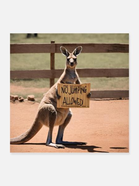 Kangaroo Meme Design - Printflow - Poster 40x40 cm - Weiß