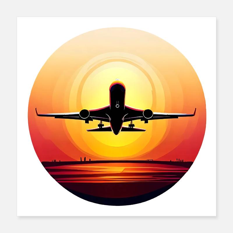 Coucher de soleil d’avion Poster 40 x 40 cm
