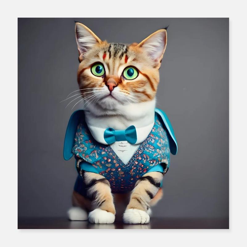 cat green eyes Poster 16" x 16" (40x40 cm)