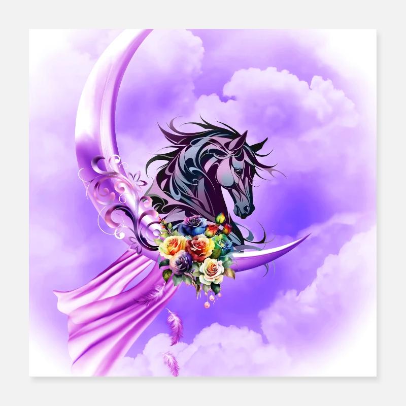 Elegantes buntes Wildpferd Poster 40x40 cm