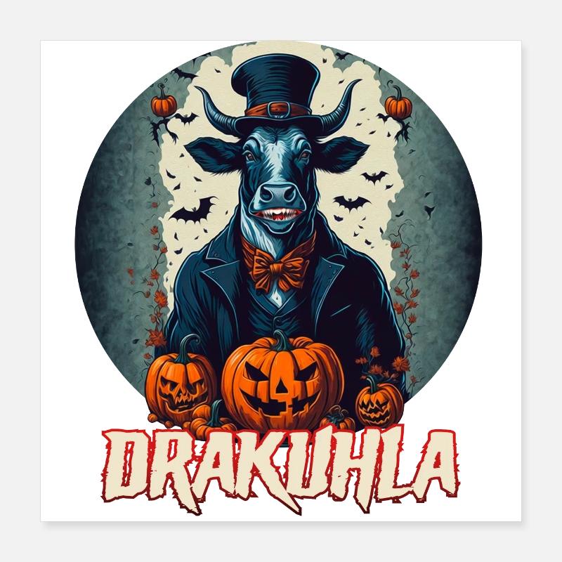 Dracula Cow Vampire Drakuhla Poster 16" x 16" (40x40 cm)