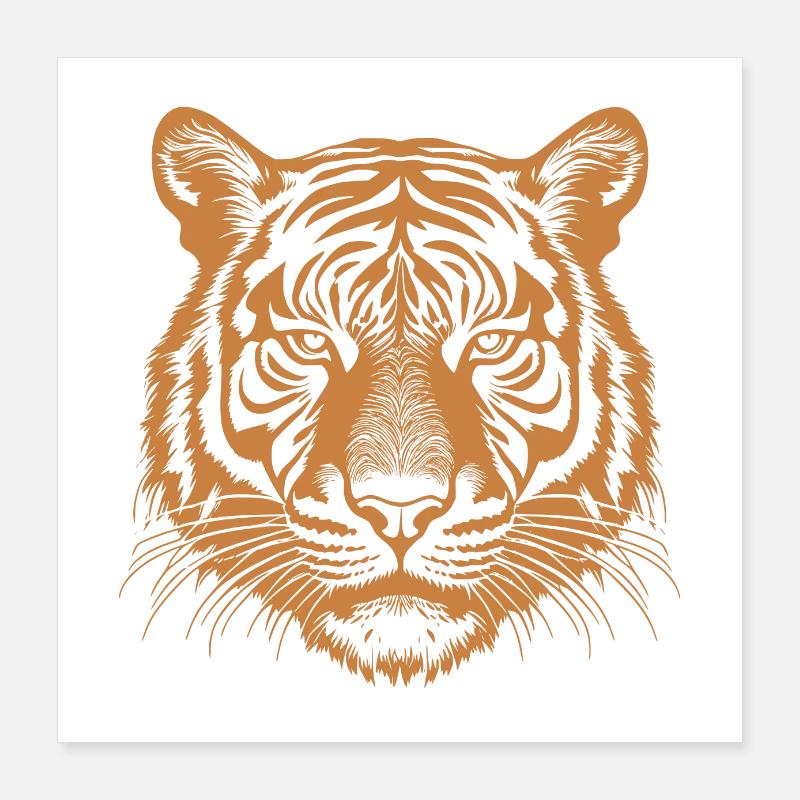 orangefarbener Tiger - Poster 40x40 cm - Weiß