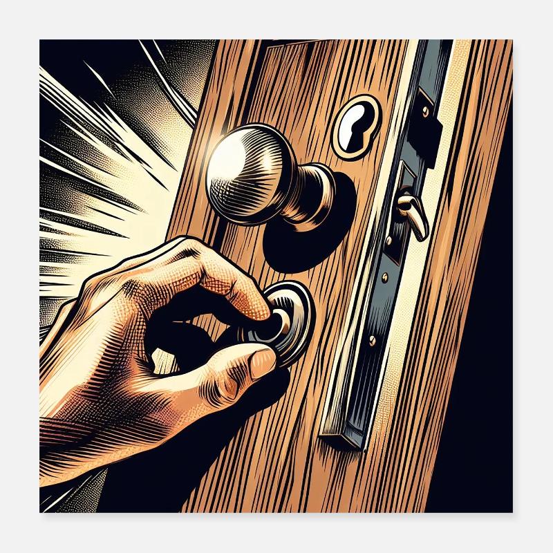 Quelqu’un à la maison ? Sonnez à la porte Poster 40 x 40 cm