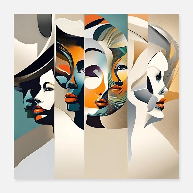 Kubismus - Poster 40x40 cm - Weiß