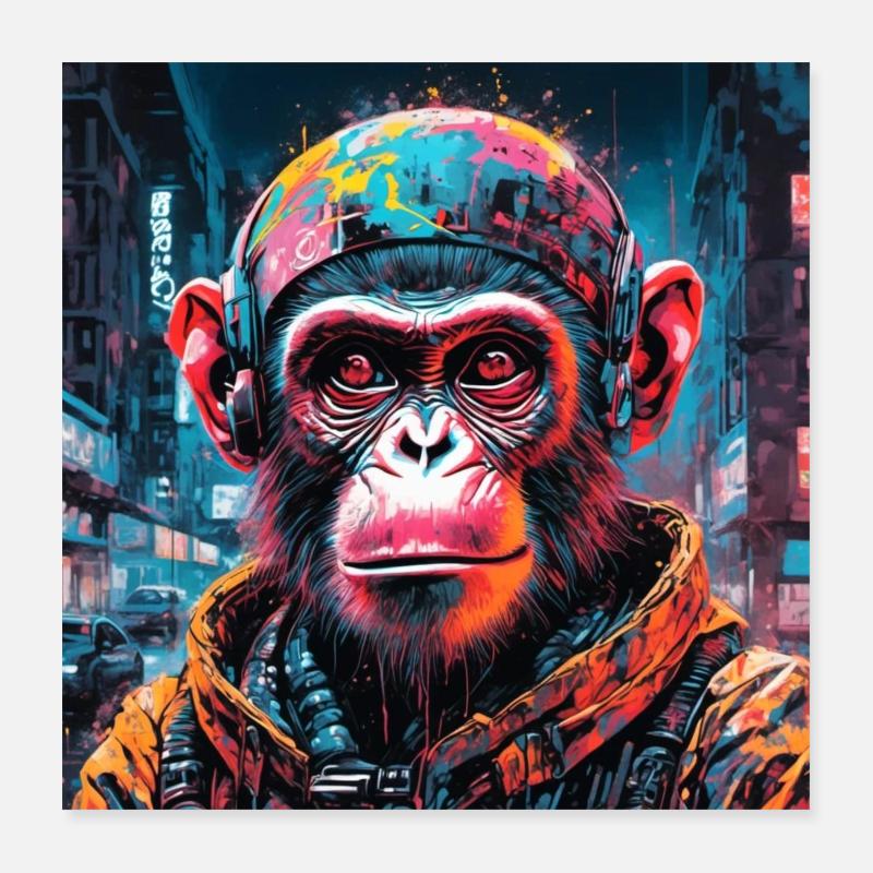 Cyberpunk Monkey Poster 16" x 16" (40x40 cm)