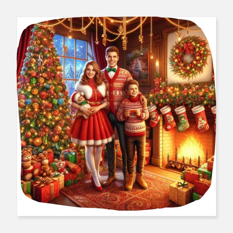 Weihnachten Weihnachtsgeschenke Heiligabend Weihnachtsmann Poster 40x40 cm