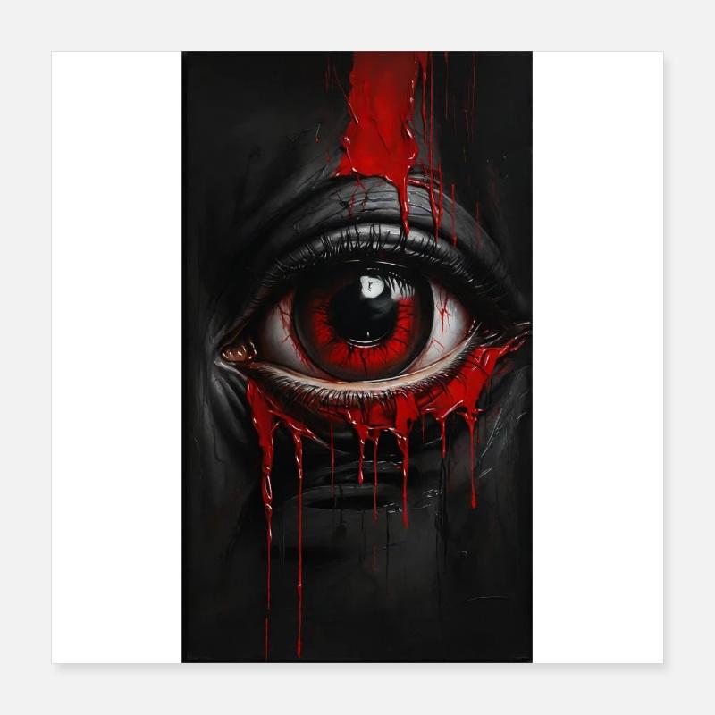 Bloody Eye Ghostly Fear Gruesome Dark Poster 16" x 16" (40x40 cm)