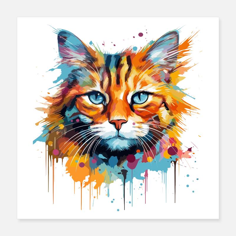 chat roux, chat poil long Poster 40 x 40 cm
