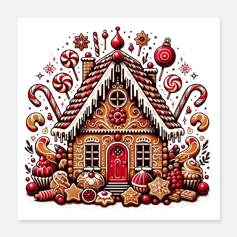 Ein süßes-weihnachtliches Lebkuchenhaus 😊🎅 Poster 40x40 cm