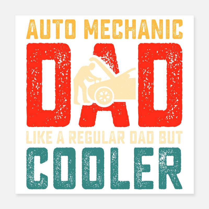 Papa mécanicien automobile Poster 40 x 40 cm