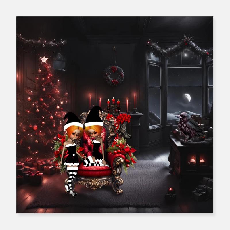 Cute little dark elves Poster 16" x 16" (40x40 cm)