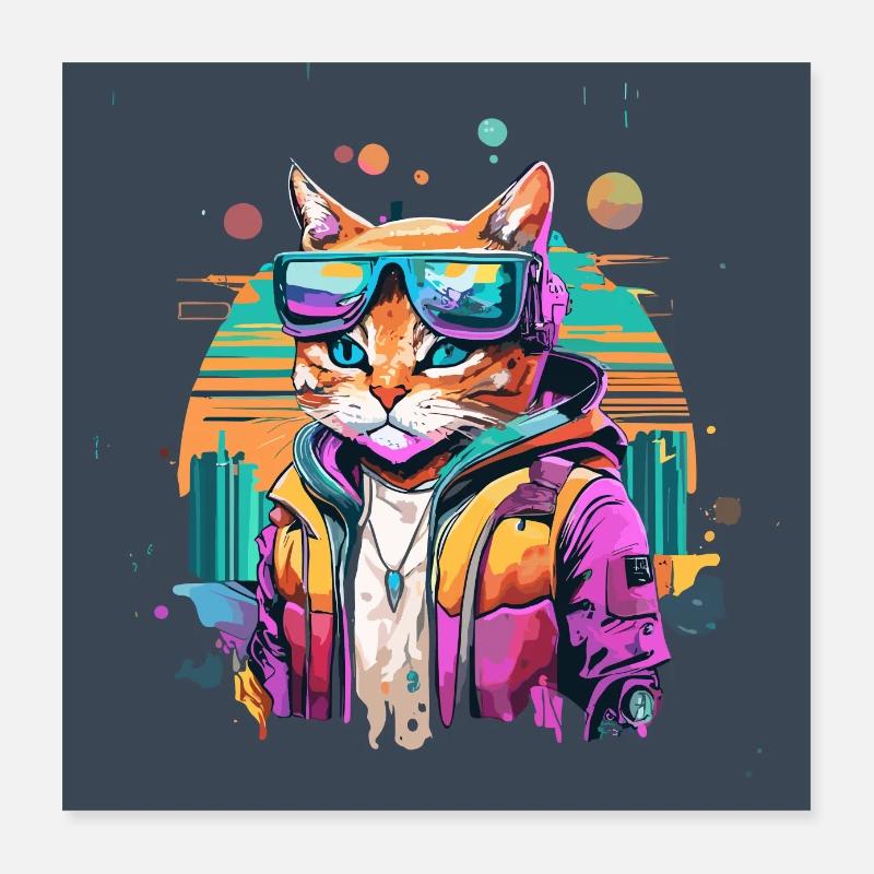 Feline Future: When Cats Conquer the Cyber World Poster 16" x 16" (40x40 cm)