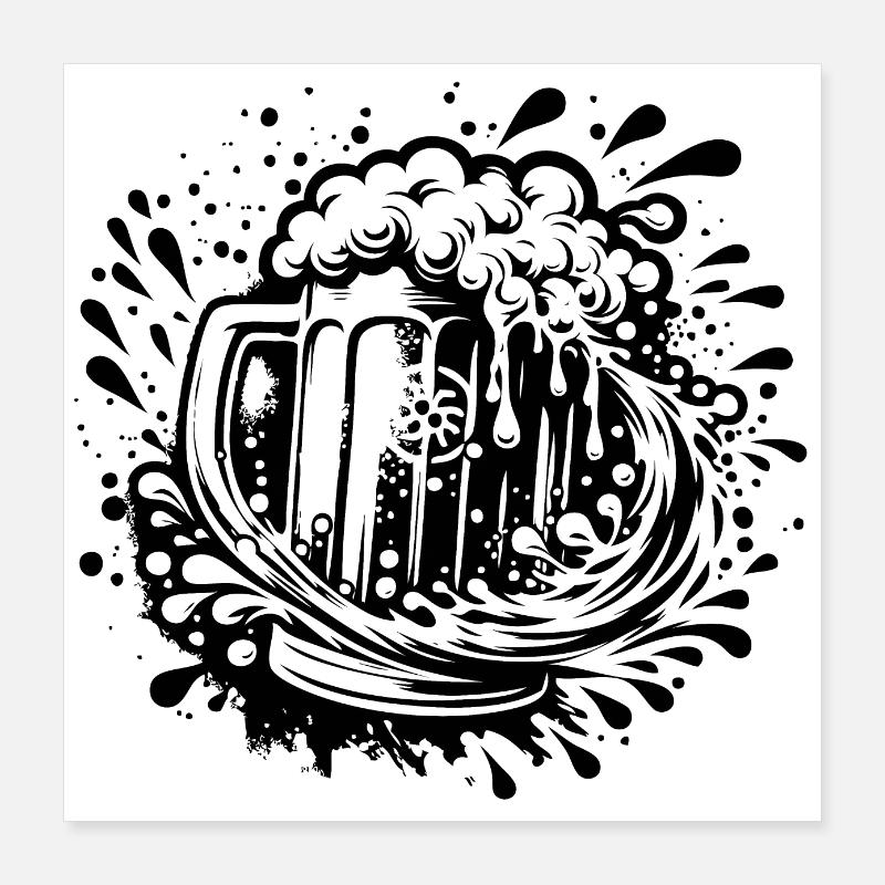 Chope de bière, houblon et malt Poster 40 x 40 cm