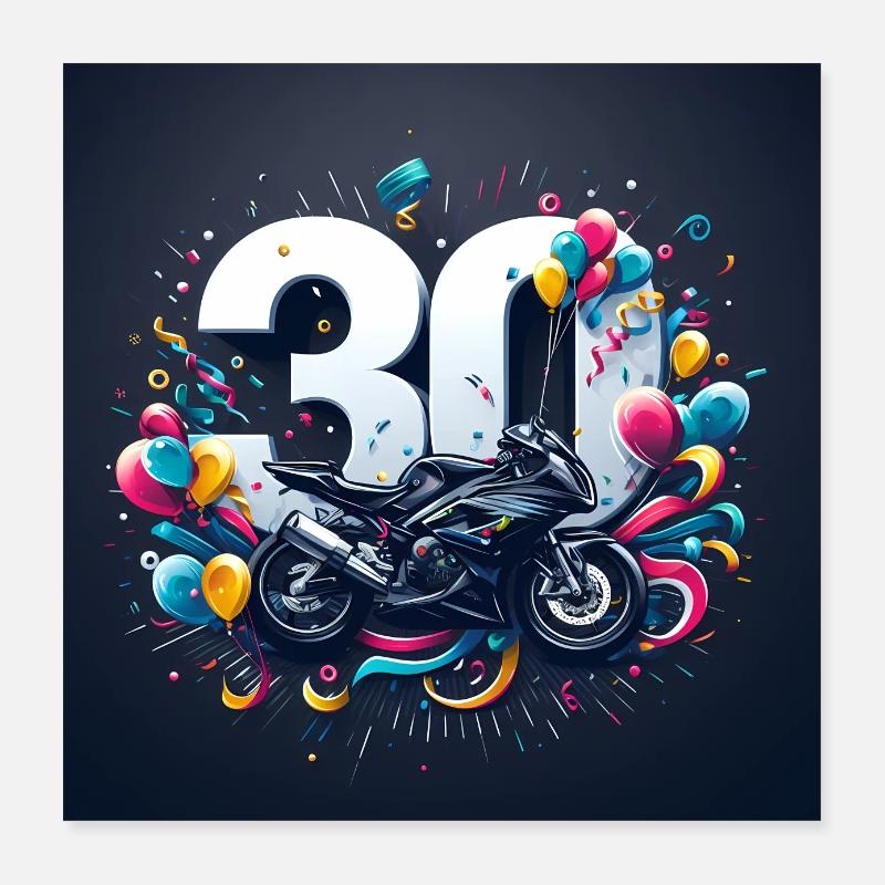 30th Anniversary Motorcycle Designs: Speed & Style Poster 16" x 16" (40x40 cm)