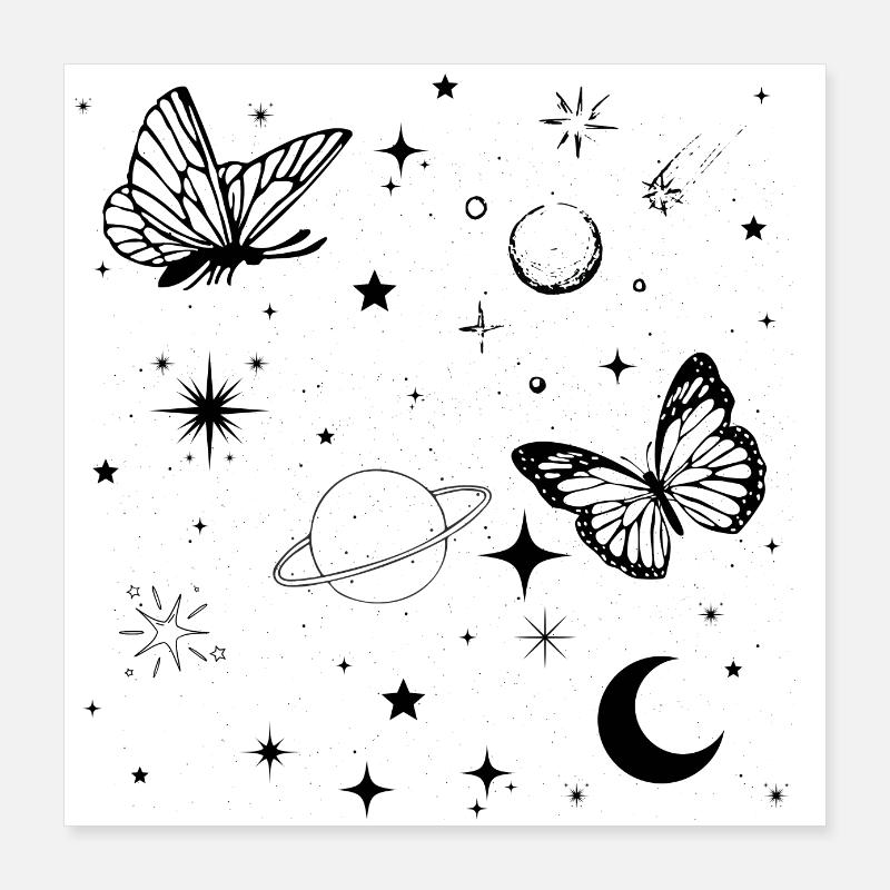 Papillon espace Poster 40 x 40 cm