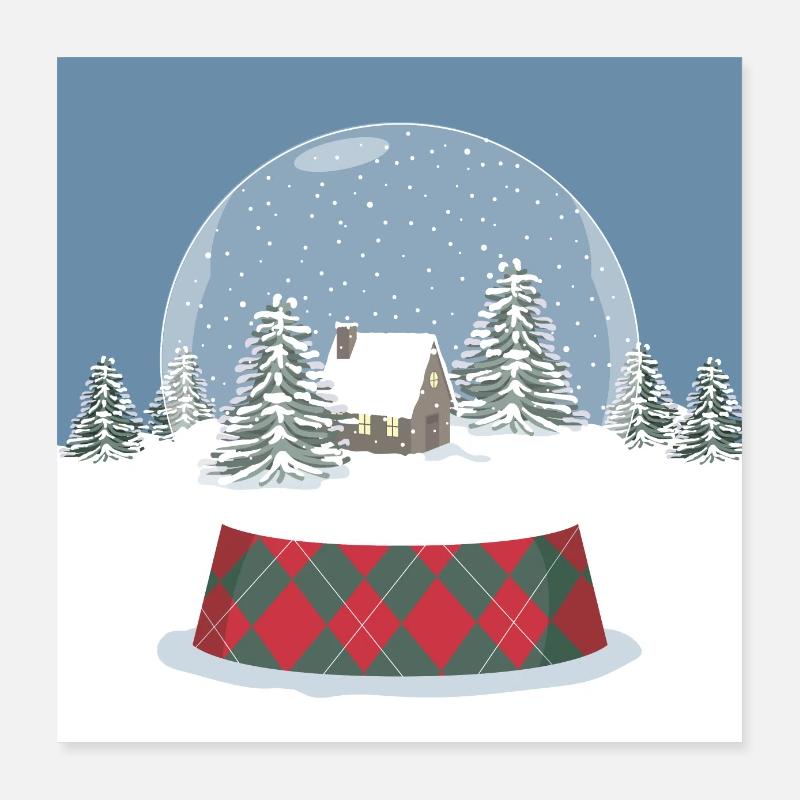 Glaskugel in Winterlandschaft eingesetzt Poster 40x40 cm