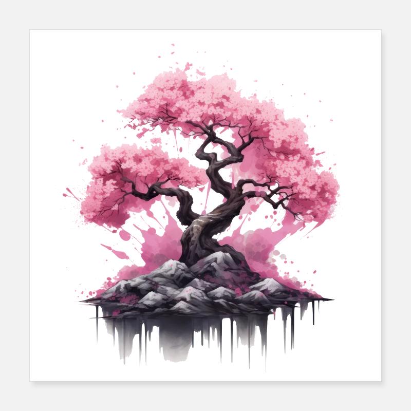 cherry blossom tree Kirschblüte Poster 40x40 cm