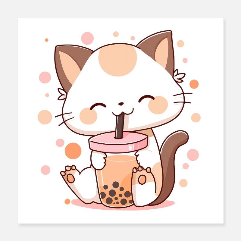Bubble Tea Katze Neko boba Poster 40x40 cm