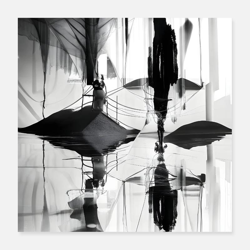 Intérieur abstrait d’un hall d’hôtel. Noir et blanc Poster 40 x 40 cm