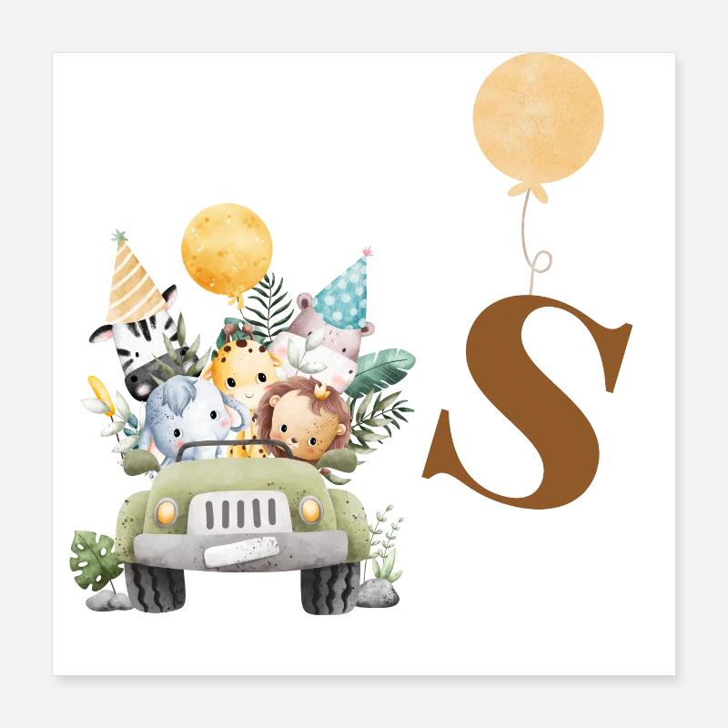 lettre s safari Poster 40 x 40 cm