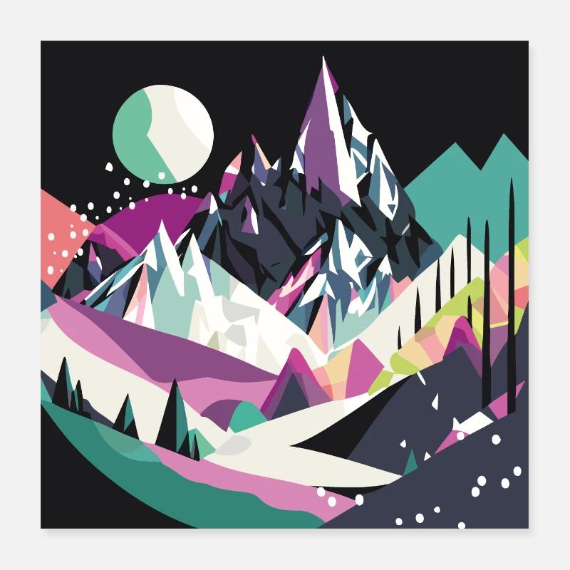 Fond de montagne abstrait Poster 40 x 40 cm