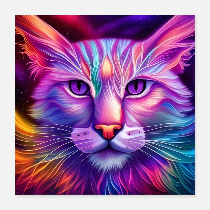 Katze in Neonfarben Poster 40x40 cm