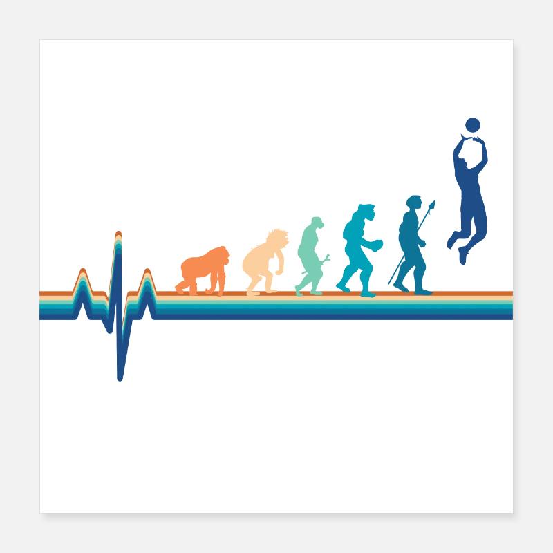 Evolution Heartbeat Volleyball -- Retro Volleyball Poster 16" x 16" (40x40 cm)