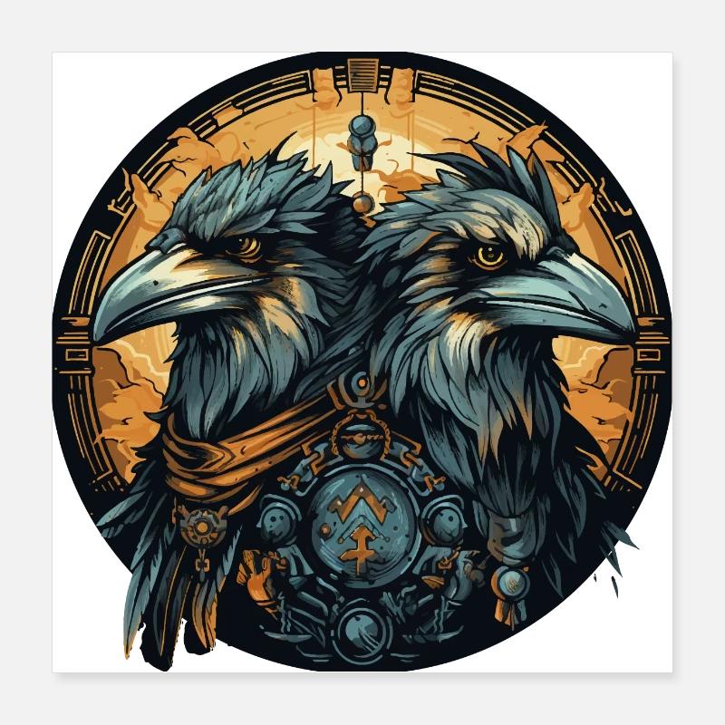 Hugin & Munin Viking Design Valhalla Poster 40 x 40 cm