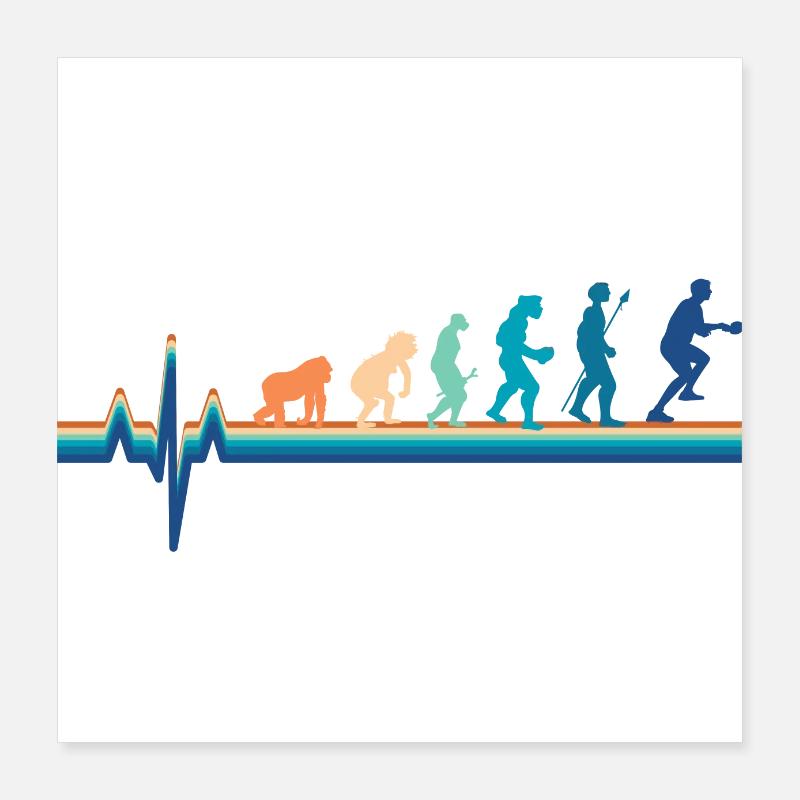 Evolution Ping Pong Herzschlag Poster 40x40 cm