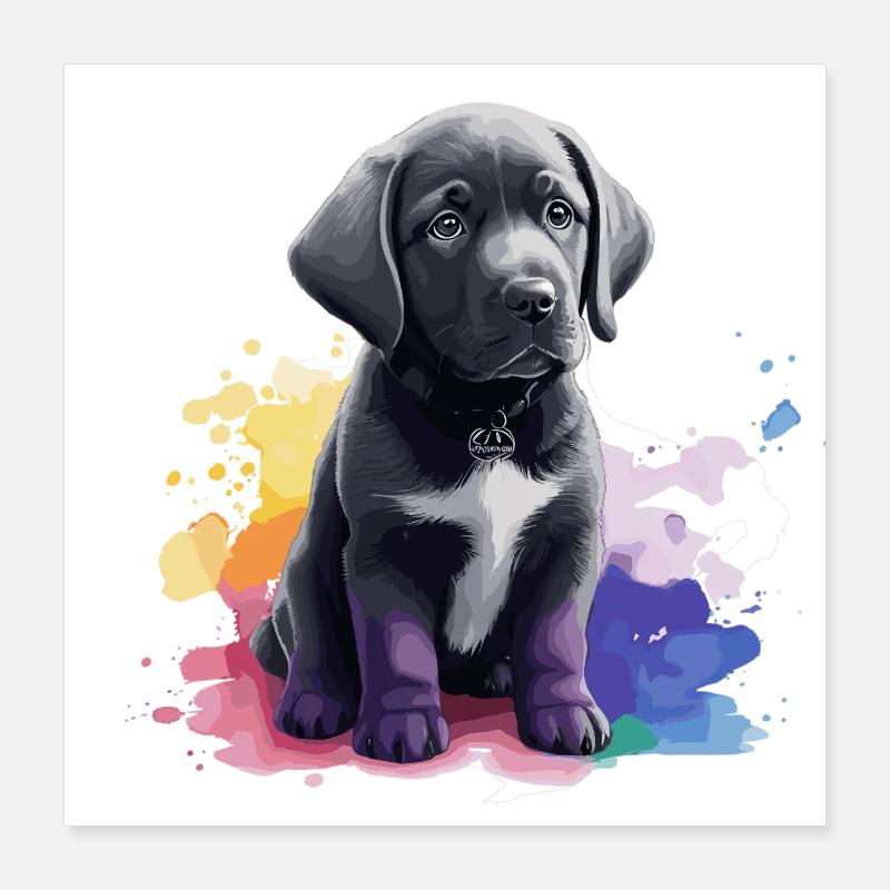 Chiot Labrador à l’aquarelle Poster 40 x 40 cm