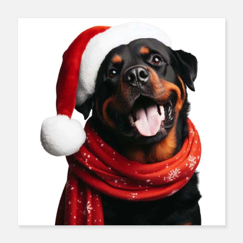 Rottweiler Joyeux Noël Poster 40 x 40 cm