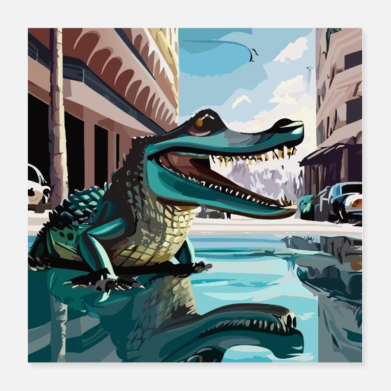 Crocodile dans les rues de Miami Poster 40 x 40 cm