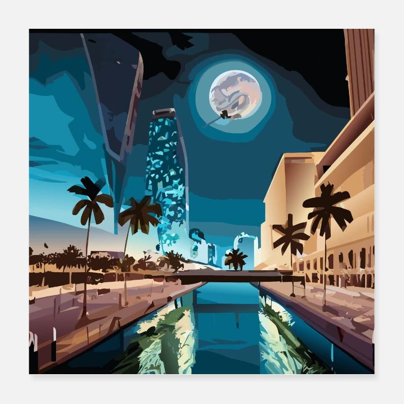GTA 6 Clair de lune à Miami (Miami Collection) Poster 40 x 40 cm