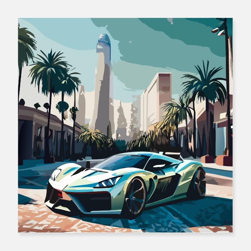 Voiture de course à Miami (Miami Collection) Poster 40 x 40 cm