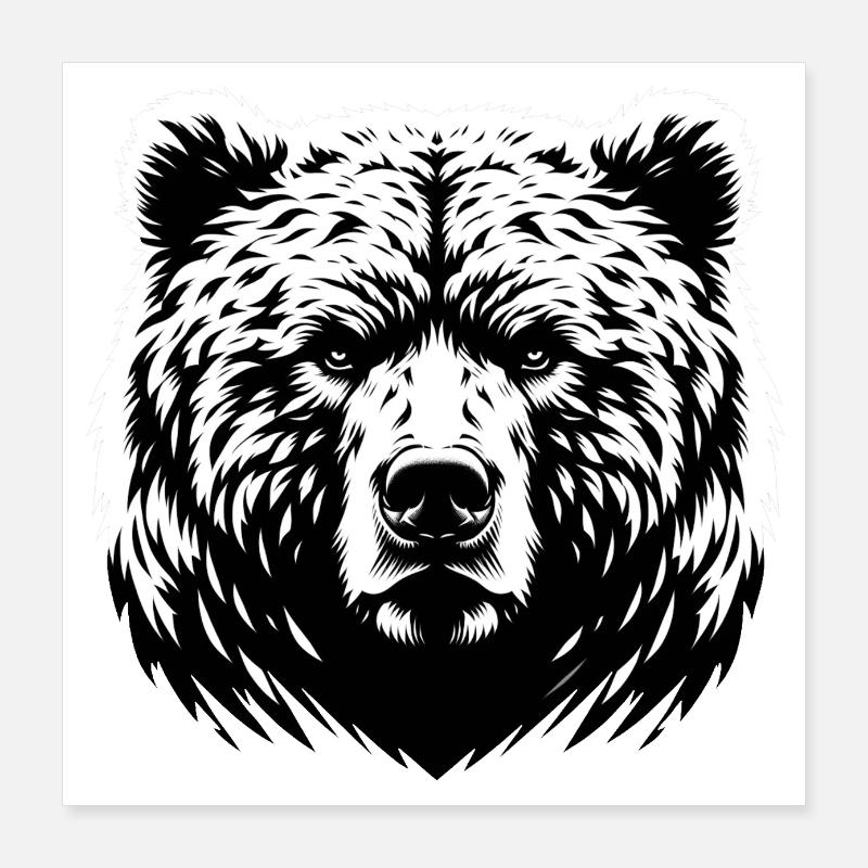 Mighty Bear | Powerful bear Poster 16" x 16" (40x40 cm)