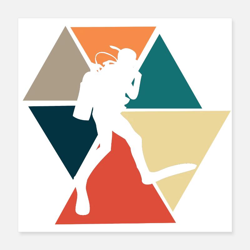 Vintage Retro Scuba Diving - Gift Idea Poster 16" x 16" (40x40 cm)