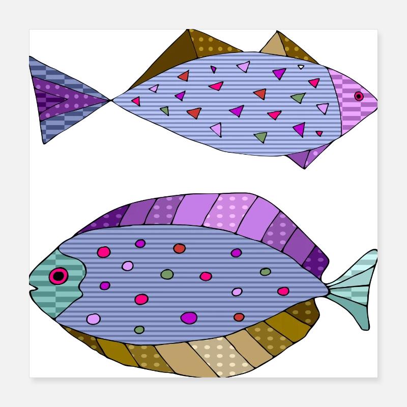Poissons Poster 40 x 40 cm
