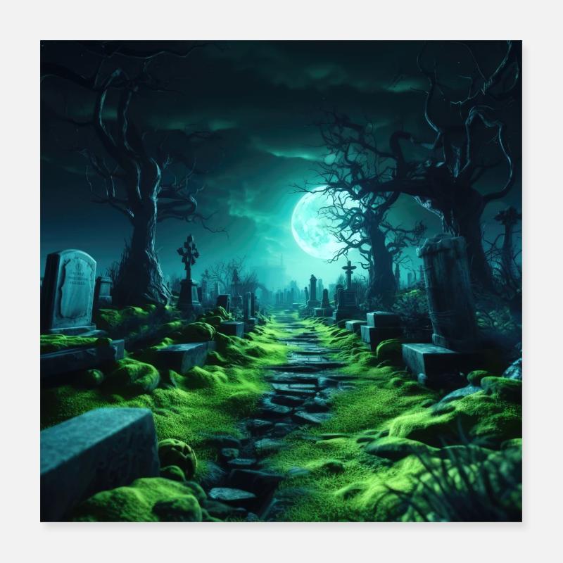 Der grüne Friedhof, Quadratisch - Poster 40x40 cm - Weiß