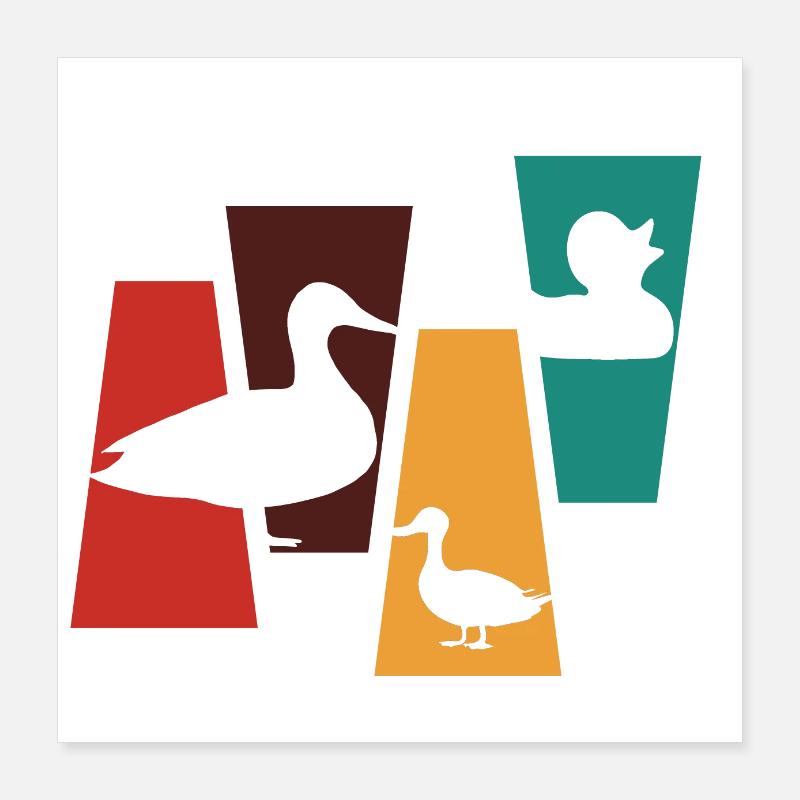 Vintage Retro Duck - Duck Gift Idea Poster 16" x 16" (40x40 cm)