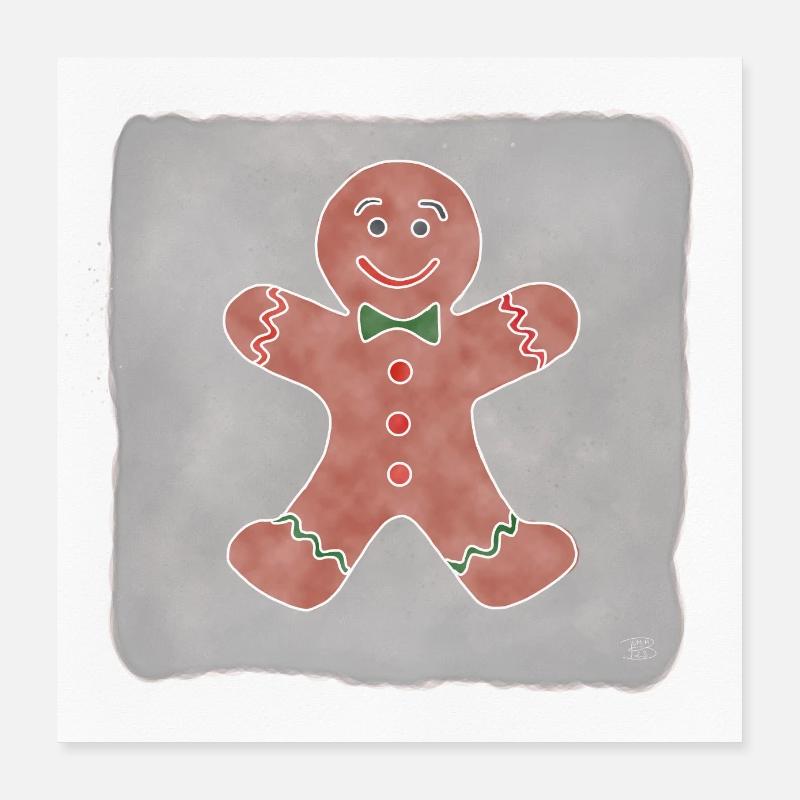 "Biscuit", boho line art design, series "Xmas" Poster 16" x 16" (40x40 cm)