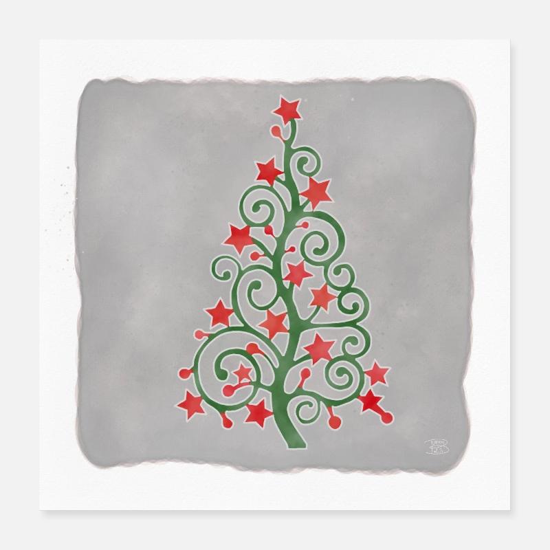 "Tree", Boho Line Art Design, Series "Xmas" Poster 16" x 16" (40x40 cm)