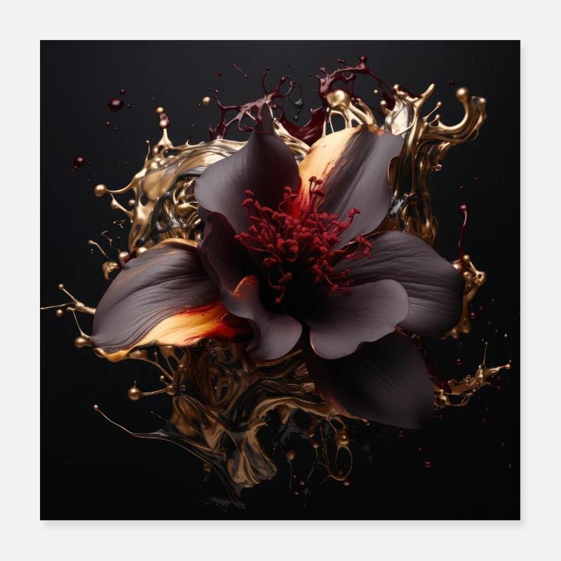 Luxe Glamour Fleur Fluide Abstrait Poster 40 x 40 cm