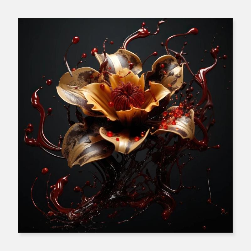 Luxe Glamour Fleur Fluide Abstrait Poster 40 x 40 cm