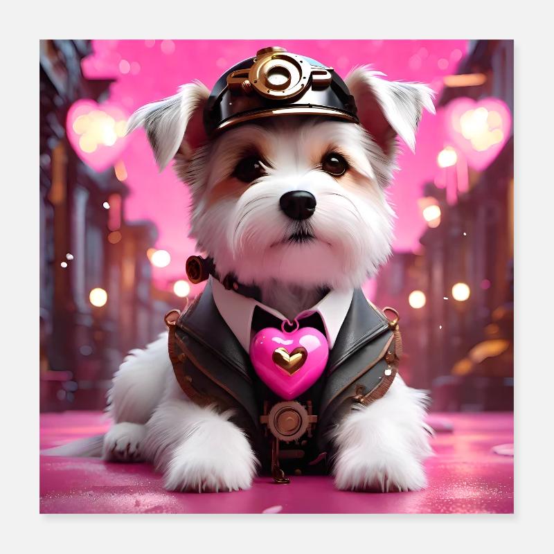Steampunk Art design Hund Poster 40x40 cm
