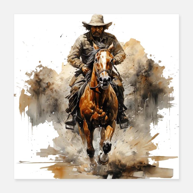 Cowboys et rodéo Poster 40 x 40 cm
